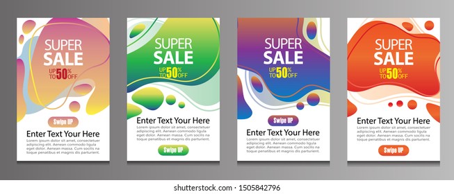 Vektor Modern Fluid For Big Sale Banners Design. Discount Banner Promotion Template. Special offer and sale banner discount up to 50% template design with editable text.