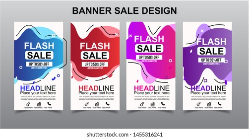 Vektor Modern Fluid For Flash Sale Banners Design . Discount Banner Promotion Template