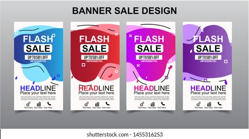 Vektor Modern Fluid For Flash Sale Banners Design . Discount Banner Promotion Template