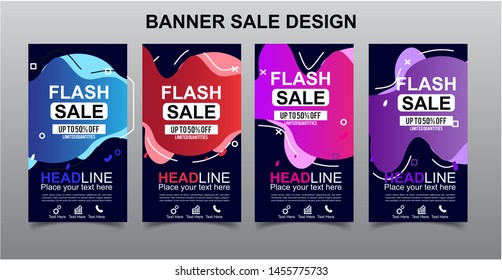 Vektor Modern Fluid For Flash Sale Banners Design . Discount Banner Promotion Template