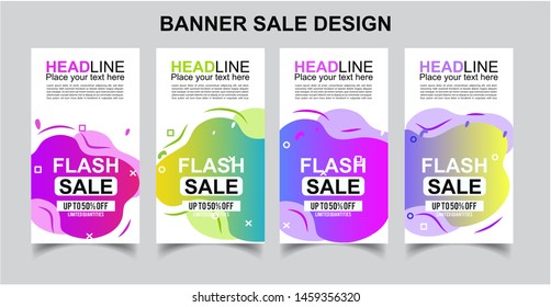 Vektor Modern Fluid For Flash Sale Banners Design . Discount Banner Promotion Template