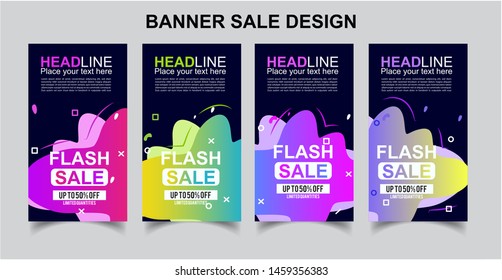 Vektor Modern Fluid For Flash Sale Banners Design . Discount Banner Promotion Template