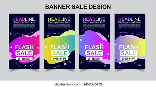 Vektor Modern Fluid For Flash Sale Banners Design . Discount Banner Promotion Template