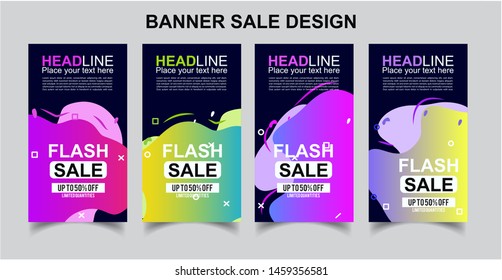 Vektor Modern Fluid For Flash Sale Banners Design . Discount Banner Promotion Template