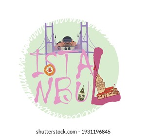 Vektor modern illustration Istanbul symbols