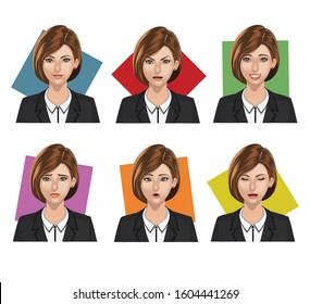 vektor office lady with expression