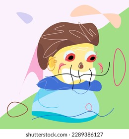 diseño de ilustrador de retrato vektor, temas, plantillas, abstracto vektor, ilustración de hombre loco.