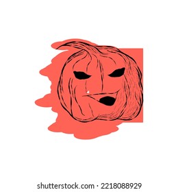 calabaza vektor enfadada con fondo rojo