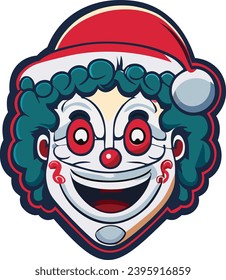 Vektor Scary Clown With Santa