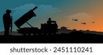 Vektor Silhouette air defense - missile system - tanks and helicopters - fire control post for defense against missiles, drones, aircraft, cruise missiles and ballistic missiles conflict