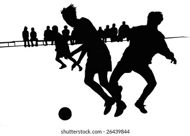 vektor Silhouette football players about a ball