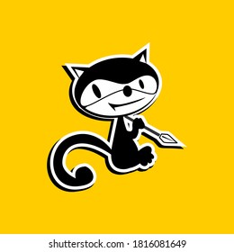 VEKTOR STICKER CAT-GELBER HINTERGRUND