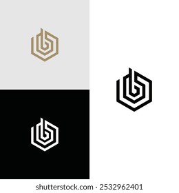 logotipo inicial Hexagon vektor stok B