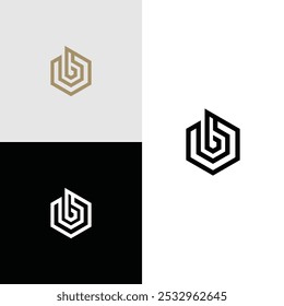 logotipo inicial Hexagon vektor stok B