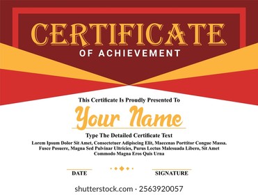 Vektor Stok Certificate Template Red White Background Color