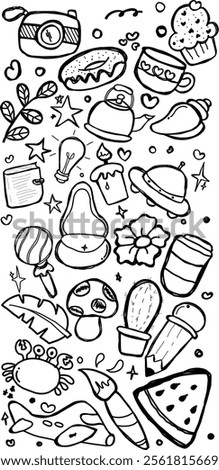 Vektor Stok Cute Childish Pattern Vector Baby Baby| stock ideo of handrawn Doodle | adorable skecth of doodles