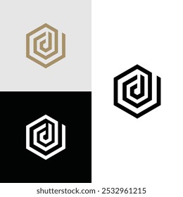 logotipo inicial Hexagon vektor stok D