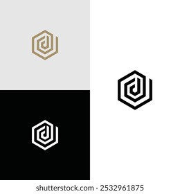 logotipo inicial Hexagon vektor stok D