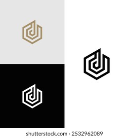 logotipo inicial Hexagon vektor stok D