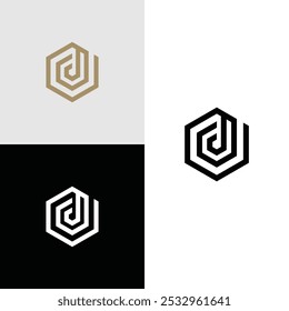 logotipo vektor stok Dinitial Hexagon