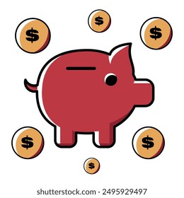 Vektorstock Sparschwein flach Symbol Vektor Dollar