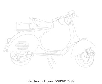 Vektor Stok Scooter Illustration line art Vector Motor Bike 