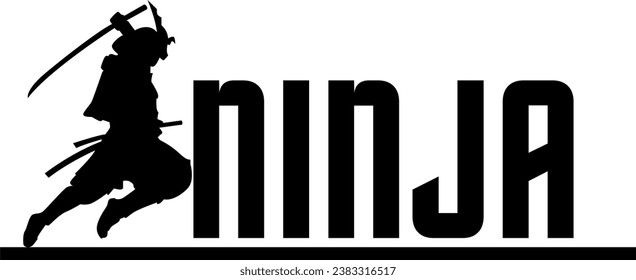 Vektor Stok Silhouette Ninja Character 