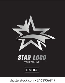 Vektor Stok Silver Star Logo Vorlage Silver Light