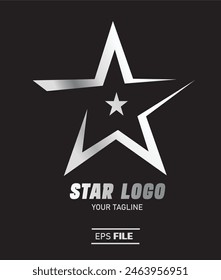 Vektor Stok Silver Star Logo Template Silver Light