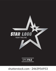 Vektor Stok Silver Star Logo Vorlage Silver Light