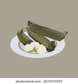 Vektor Stok Vektor Lontong Long Size Indonesian Traditional 