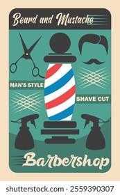 Vektor Stok Vintage Barbershop Poster Vector Illustration