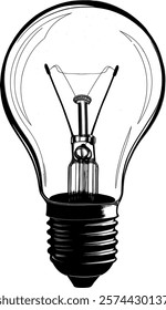 Vektor Symbolik light bulb retro with screw thread - Idea and solution - Light and lighting - Invention and development