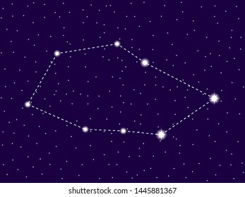 Vela constellation. Starry night sky. Cluster of stars and galaxies. Deep space. Vector illustration
