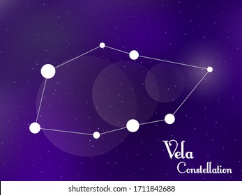 Vela constellation. Starry night sky. Cluster of stars, galaxy. Deep space. Vector illustration