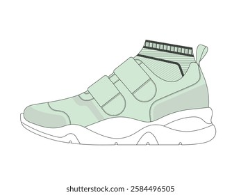 Velcro sneakers mockup template vector design technical illustration.