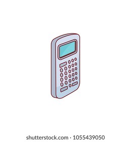 Velectronic calculator icon. Business mathematics accounting financial tool with keyboard buttons. Isolated illustration on a white background.