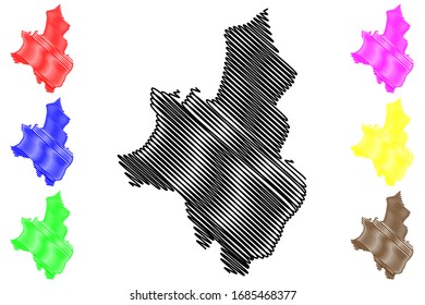 Veles Municipality (Republic of North Macedonia, Vardar Statistical Region) map vector illustration, scribble sketch Veles map