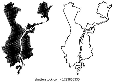 Veliky Novgorod City (Russian Federation, Russia) map vector illustration, scribble sketch City of Novgorod the Great map