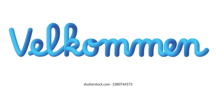 Velkommen text writing, Norwegian language for Welcome. Fluid design and colorful.