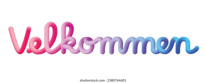 Velkommen text writing, Norwegian language for Welcome. Fluid design and colorful.