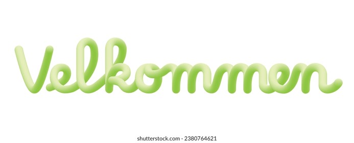 Velkommen text writing, Norwegian language for Welcome. Fluid design and colorful.