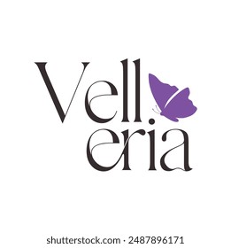 Velleria: A logo featuring a butterfly, symbolizing beauty and transformation, ideal for branding fashion, beauty products, and wellness services with a touch of natural elegance.