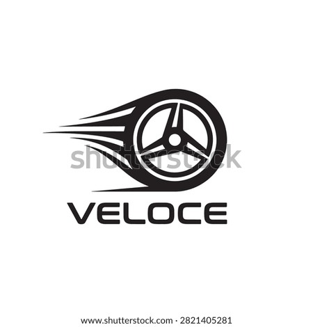 Veloce fast motion wheel icon with speed lines transportation automobile