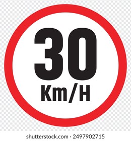Velocidade maxima permitida 30 kmh (maximum speed limit in portuguese) vector illustration. eps 10