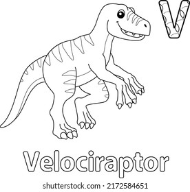 Velociraptor Alphabet Dinosaur ABC Coloring Page V