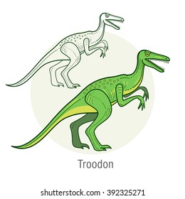Velociraptor. Ancient jurassic reptile, vector illustration cartoon prehistoric dinosaur isolated on white background. Full-color flat images animal and abstract linear. 