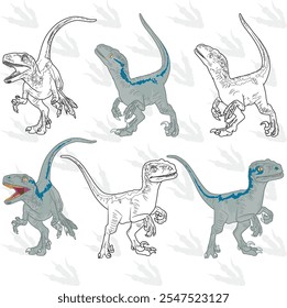 Velociraptor Baby três personagem, Cretáceo tardio, Dinossauro, Arte, ilustração, Animalia