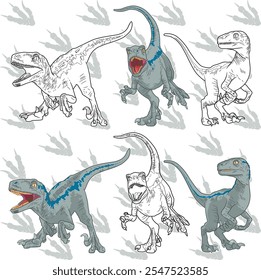 Velociraptor Baby três personagem, Cretáceo tardio, Dinossauro, Arte, ilustração, Animalia