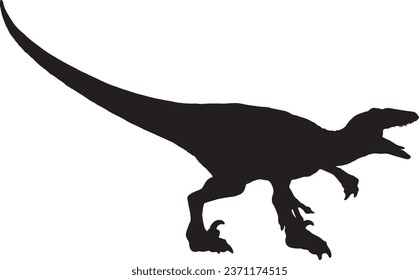 Velociraptor black silhouette isolated background